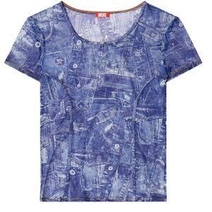 Diesel Womens/Ladies Denim Look Sheer T-Shirt / Blue